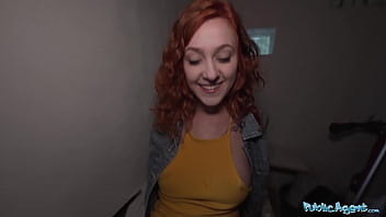 Sultry Ginger Waitress Drops To Her Knees For A Public Blowjob Before Bending Over For Rough Doggystyle Fucking Outdoors